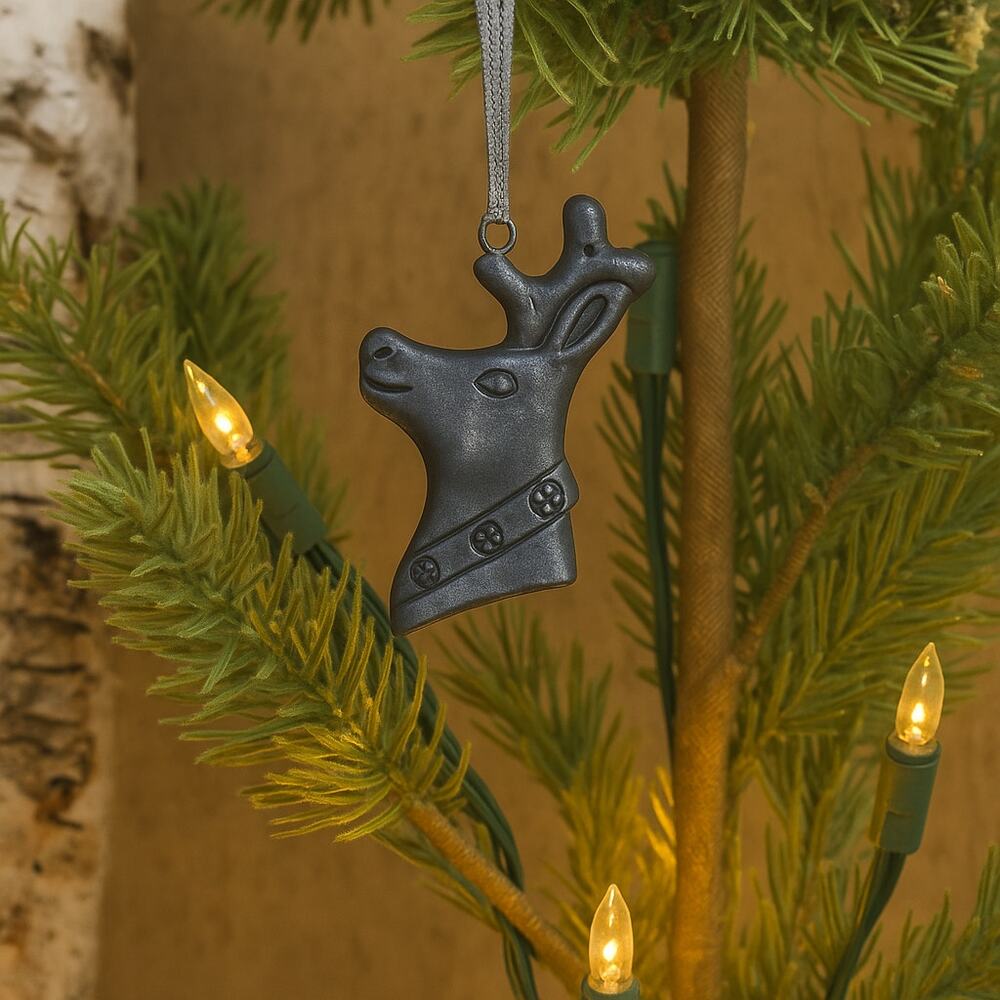 Pewter Reindeer with bells ornament
